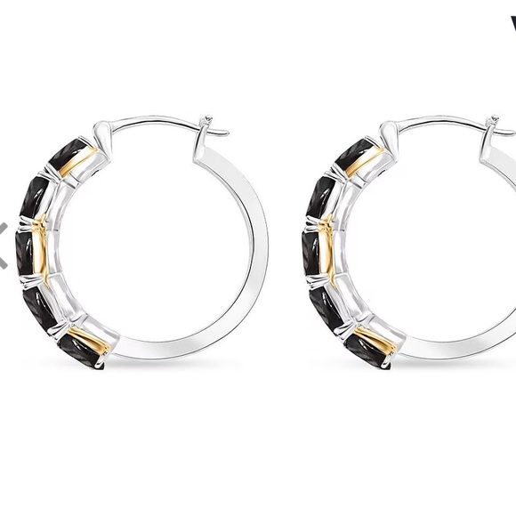 EverTrue Thai Black Spinel Hoop Earrings - Picture 6 of 8